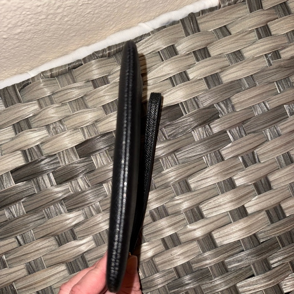 Coach Black Crossgrain Leather Corner Zip Wristlet Wallet Pouch F58032 - Picture 7 of 11